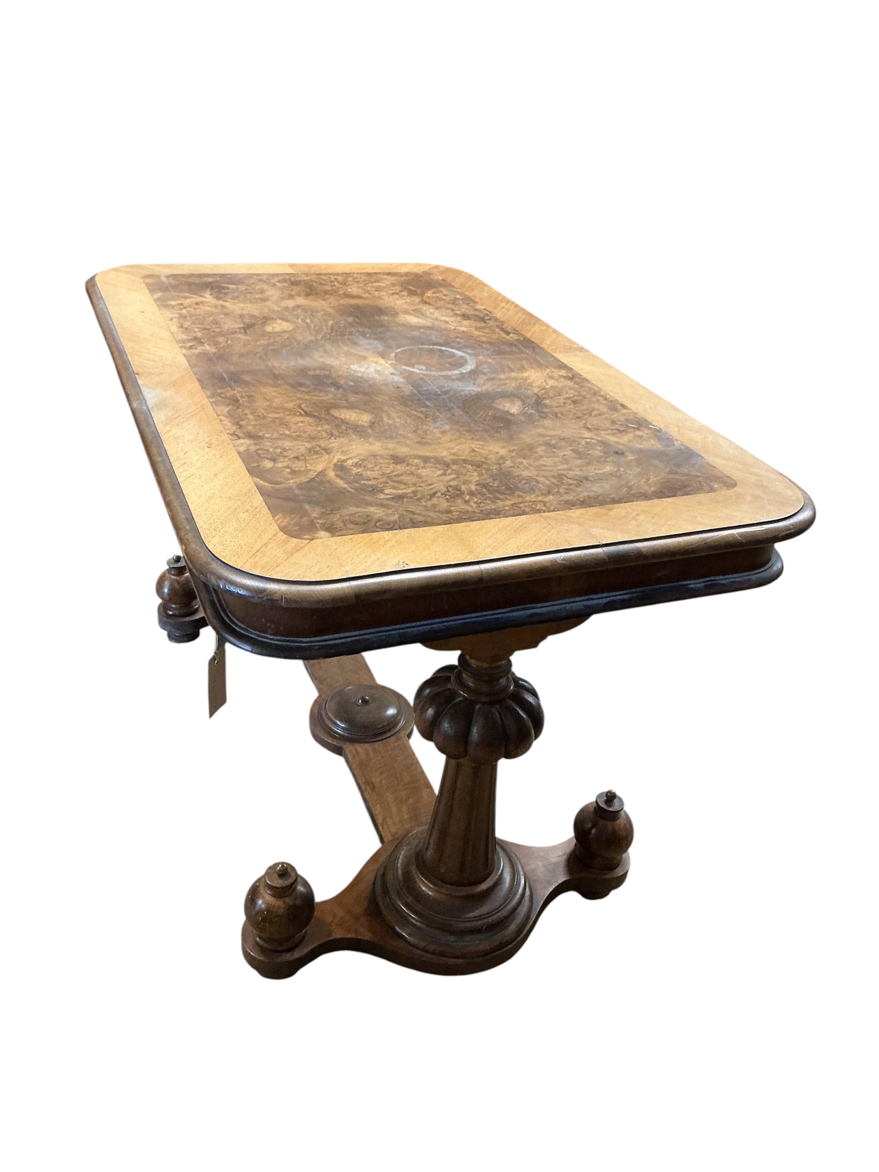 A Continental rectangular beech and walnut centre table, width 107cm, depth 67cm, height 67cm